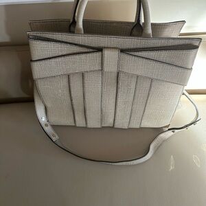 Zac Posen Cream Textured Tote with Detachable Strap